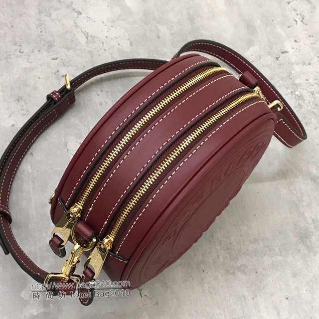 Burberry專櫃新款女包 巴寶莉紅色全小牛仔皮圓形Louise路易絲包  db1186